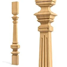 Carved wooden stair baluster L-079 with grooves
