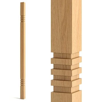 Wooden staircase decor item L-097 with rectangular shape and textured surface