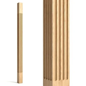 Wooden baluster L-099.1 with square cross-section and grooves
