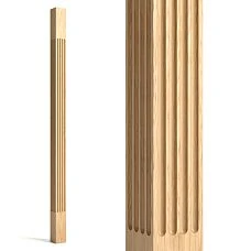 Wooden baluster L-099.1 with square cross-section and grooves