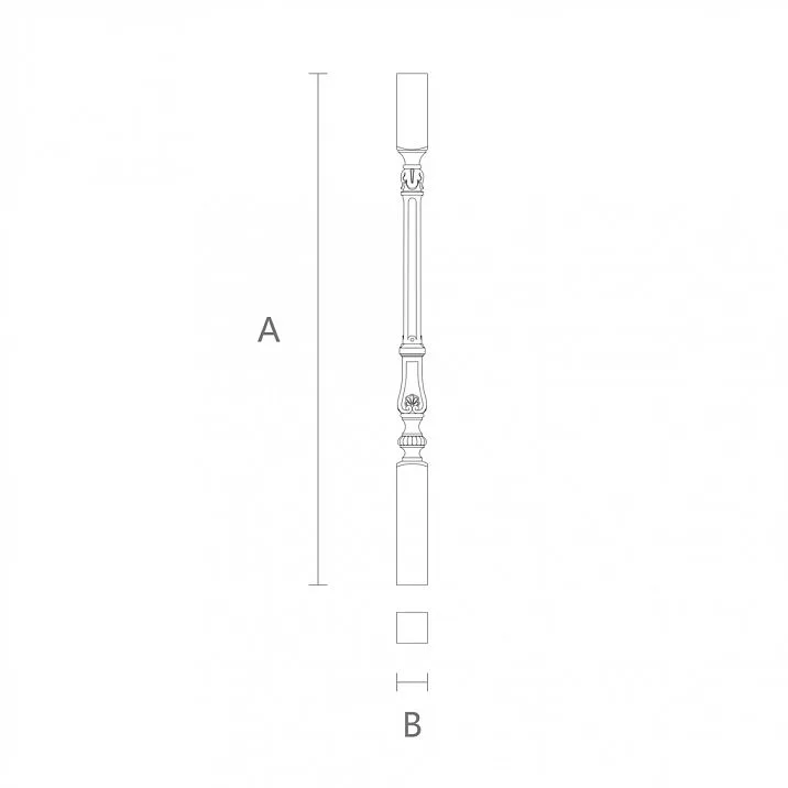 Staircase balustrade with L-040 wooden balusters drawing