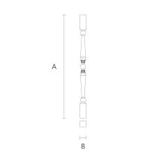 Wooden baluster L-026 with carving drawing