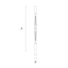 Newel posts L-042 made of wood displayed on stand in Stavros store, drawing