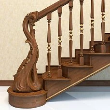 Wooden baluster L-047 for wooden staircase, photo of finished staircase