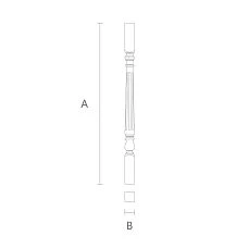 Wooden baluster L-058-1 with milling, drawing