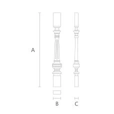 Wooden stair baluster L-079 made of oak or beech &mdash; drawing