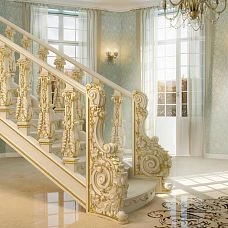 Wooden staircase baluster L-106 photo in interior