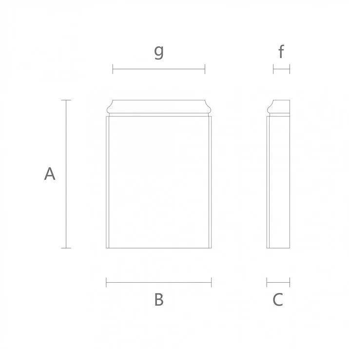 BS-001 pilaster base, square shape, drawing