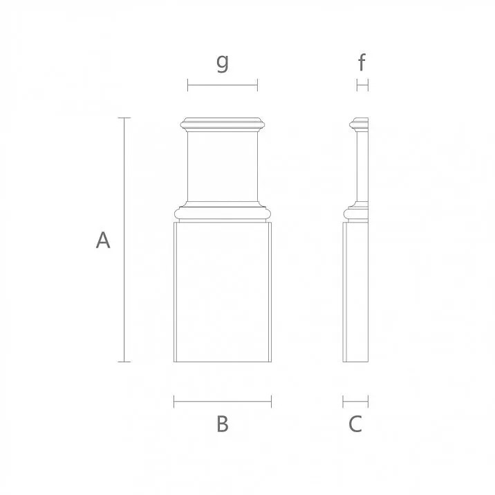BS-004 pilaster base &mdash; solid oak or beech drawing
