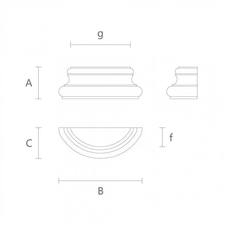 Base for Pilaster BS-005 from oak or beech for furniture, drawing