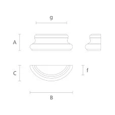 Base for Pilaster BS-005 from oak or beech for furniture, drawing