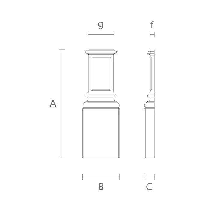Base for pilaster. Carved wooden decor BS-008 for pilaster drawing