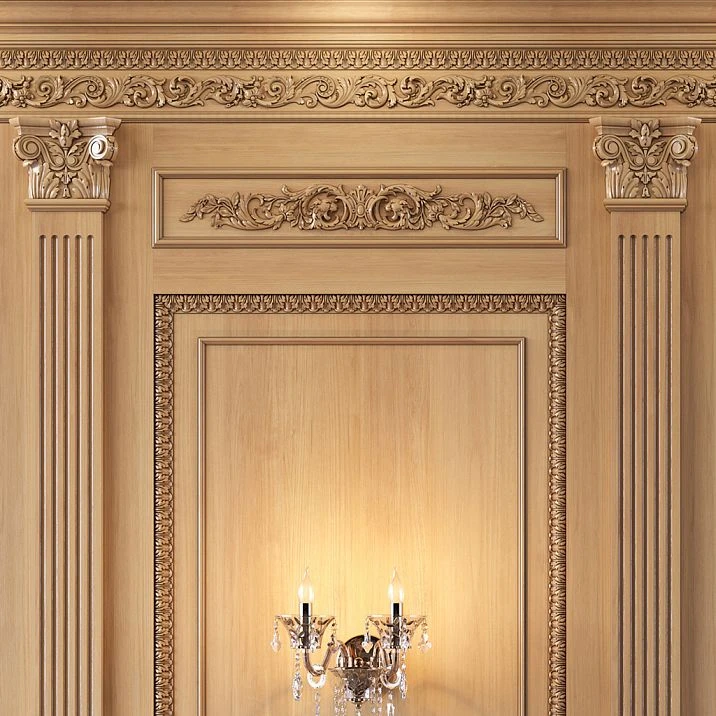 Example of using the BS-009.1 pilaster base in decorating a luxurious classical interior
