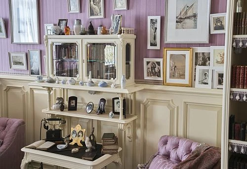 White Wooden Set with Decorative Elements and Retro Accessories.