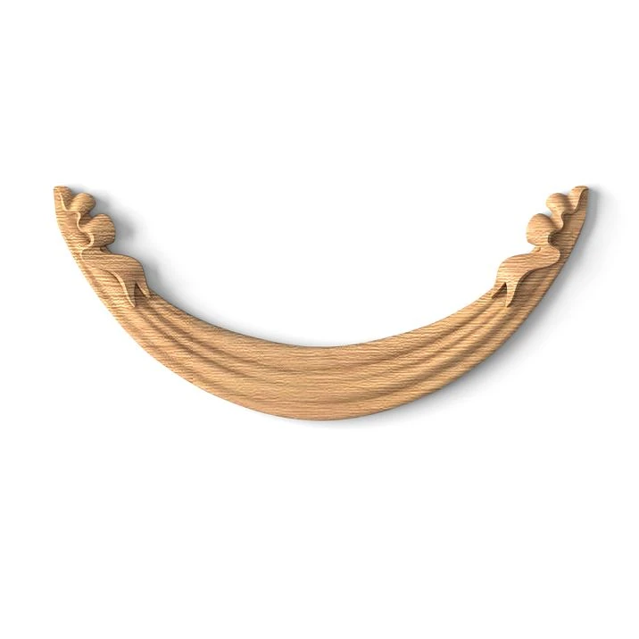 Carved wooden overlay with ribbon
