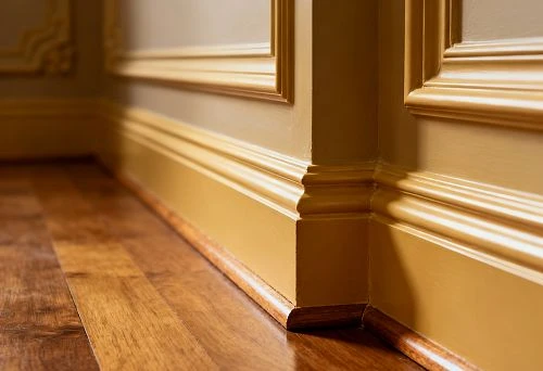 Wooden floor skirting and polyurethane moldings that emphasize the clean contour of the room and create a finished interior