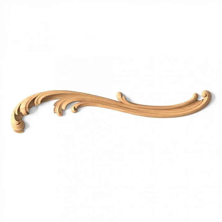 Wooden decorative overlay N-427R, carved, for furniture and walls, made of oak or beech