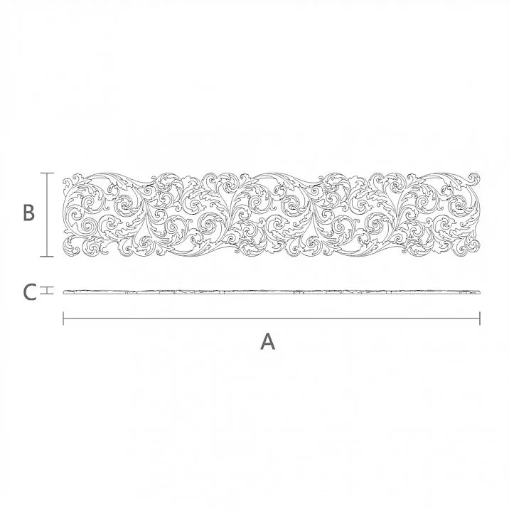 Elegant wooden carved insert for interior design drawings