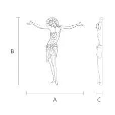 Crucifix IKN-023 wooden decor drawing