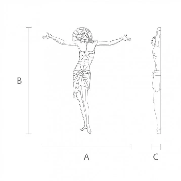 Crucifix IKN-023 wooden decor drawing