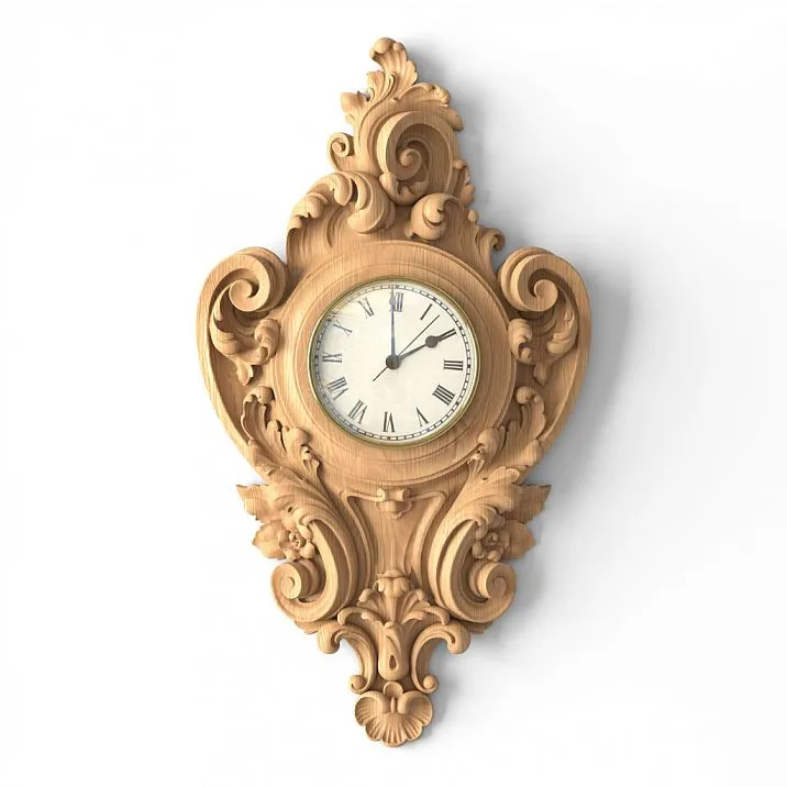 Carved wall clock "Versailles" CH-001 in French Baroque style, wooden case.