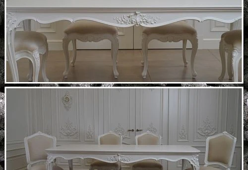 Elegant table in classic style with solid wood furniture