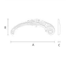 Wooden Decorative Element with Petals and Leaves N-460R Drawing
