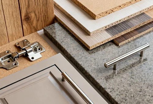 Materials for kitchen furniture: wood, chipboard, MDF, stone, and hardware