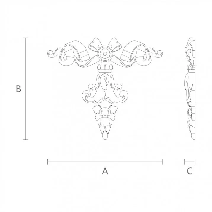 Carved applique N-200-decor made of wood for furniture and interior of churches