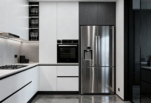 Modern premium kitchen with built-in appliances and stylish design