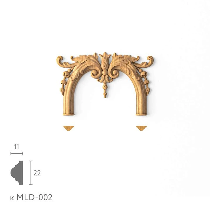 Carved overlay N-408 for molding MLD-002, front view with section