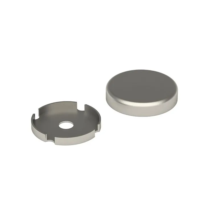Nickel-colored metal cap FUR-033 for furniture.