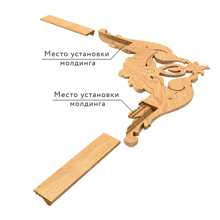 Carved Overlay MLD-3U-1, photo showing how to mount on molding