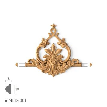 Wooden decorative element MLD-1-2.1 for molding MLD-001, 137 &times; 144 &times; 12 mm