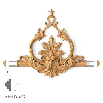 Wooden decorative element MLD-2-2.1 for molding MLD-002, 235 &times; 237 &times; 21 mm