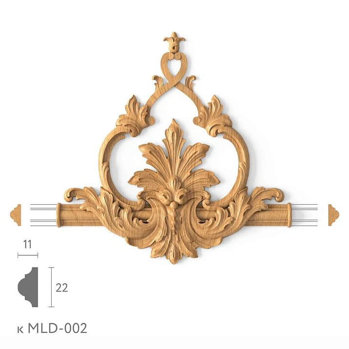 Wooden decorative element MLD-2-2.1 for molding MLD-002, 235 &times; 237 &times; 21 mm