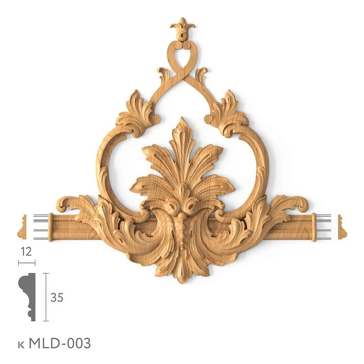 Wooden decorative element MLD-3-2.1 for molding MLD-003, 375 &times; 375 &times; 33 mm