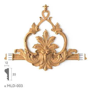Wooden decorative element MLD-3-2.1 for molding MLD-003, 375 &times; 375 &times; 33 mm