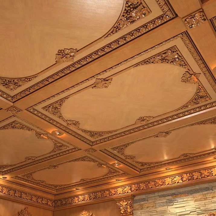 Interior photo, ceiling decoration with carved rosette R-067R from the 'Grape' collection