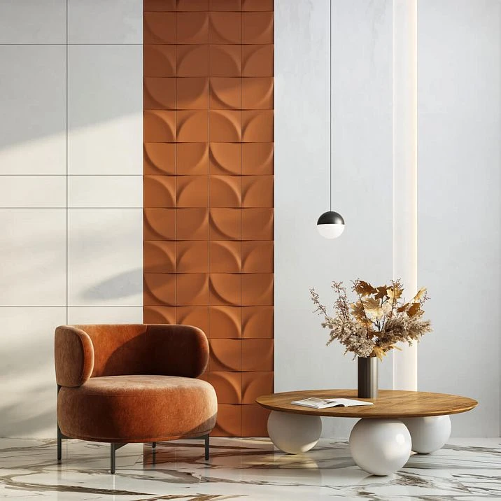 Relief wooden panel DP-001 measuring 200 &times; 200 &times; 21 mm in perspective