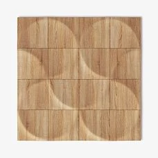 Modular composition of wooden wall panels DP-001 with a wave-like relief