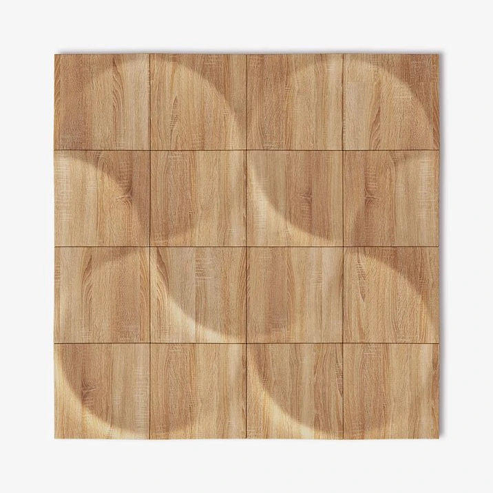 Modular composition of wooden wall panels DP-001 with a wave-like relief