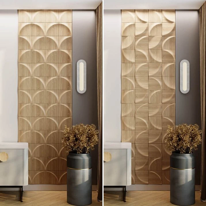 Decorative wooden panel DP-001 for wall decoration in a modern residential interior.