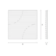 Technical drawing of the DP-002 wooden panel with dimensions 600 &times; 600 &times; 45 mm and side profile