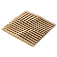 Dimensional slatted wooden panel DP-002 with smooth 3D relief for wall finishing