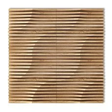 Two DP-002 wooden panels joined with a continuous horizontal slatted pattern