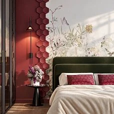 DP-003 STAVROS hexagonal wooden tile for creating a honeycomb wall pattern.