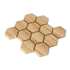 Three-dimensional composition of six hexagonal wooden panels DP-003 for interior wall finishing