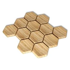 Three-dimensional composition of six hexagonal wooden panels DP-003 for interior wall finishing