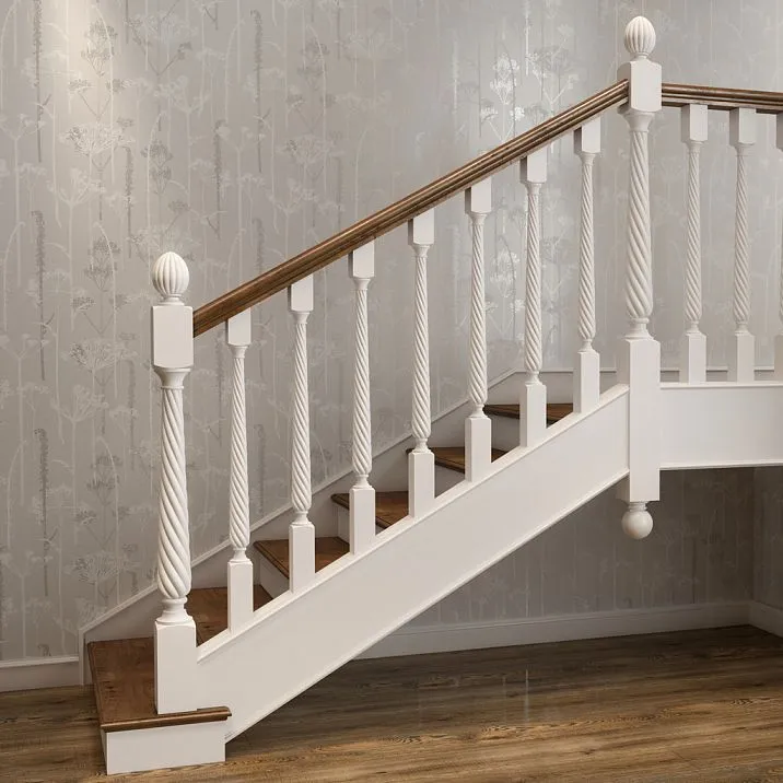 Newel Cap for Post L-023 &mdash; white wooden staircase photo